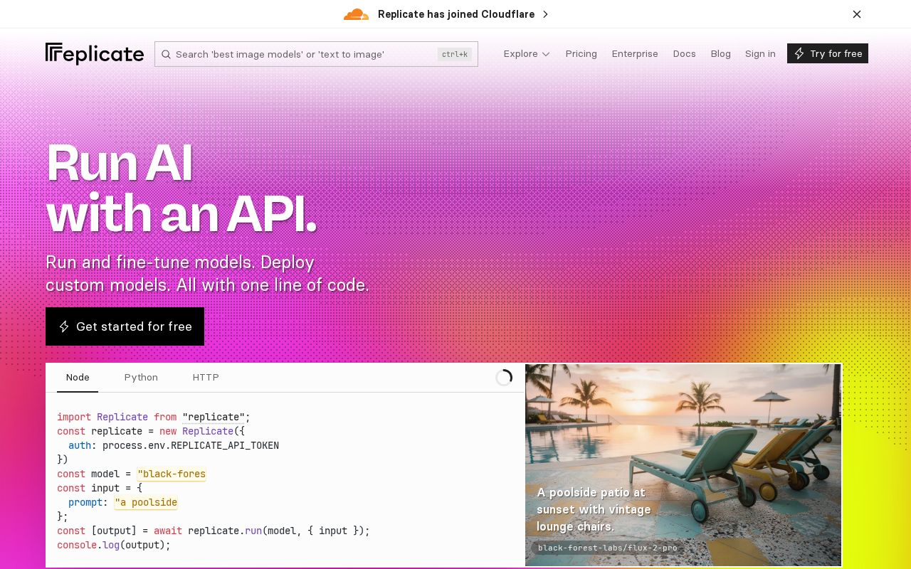 Skärmbild av Replicate