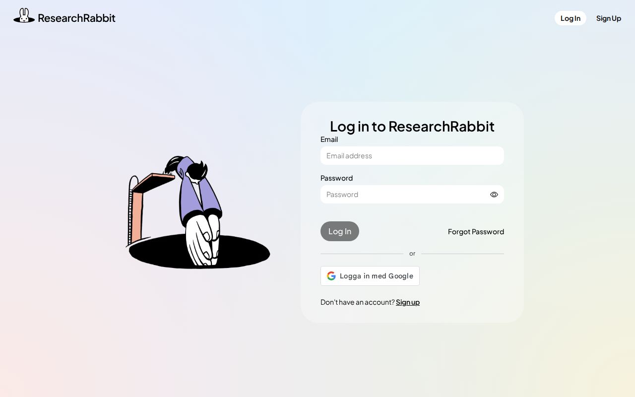 Skärmbild av Research Rabbit