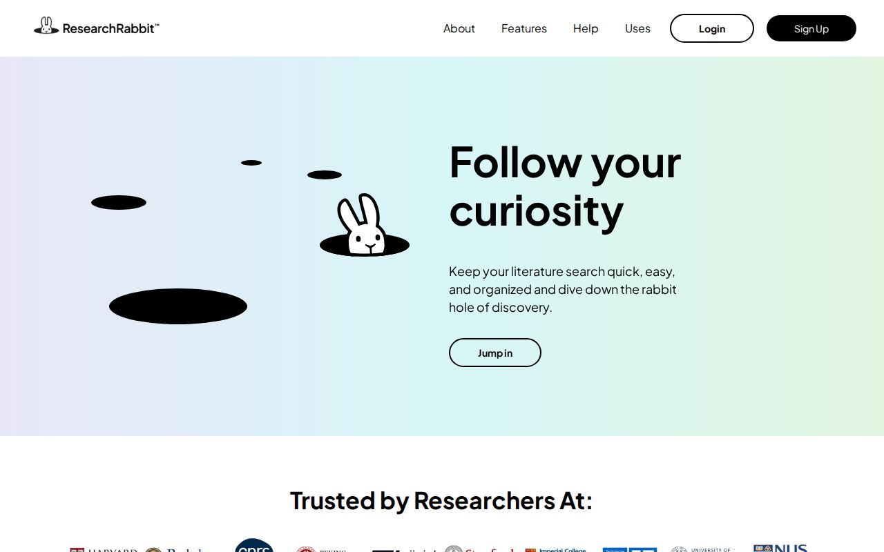 Skärmbild av ResearchRabbit