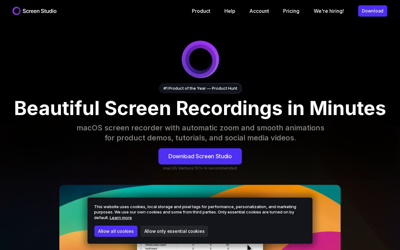 Skärmbild av Screen Studio