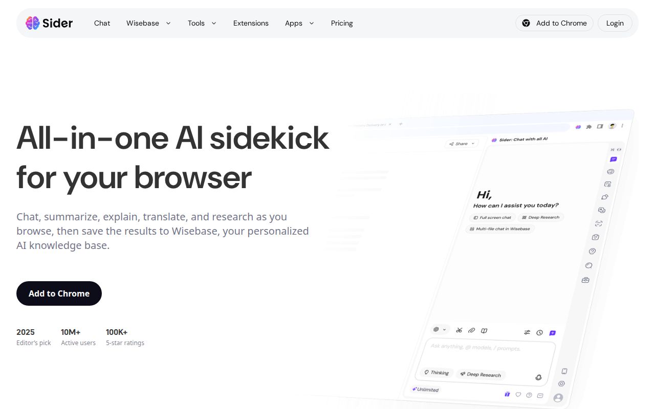 Skärmbild av Sider AI
