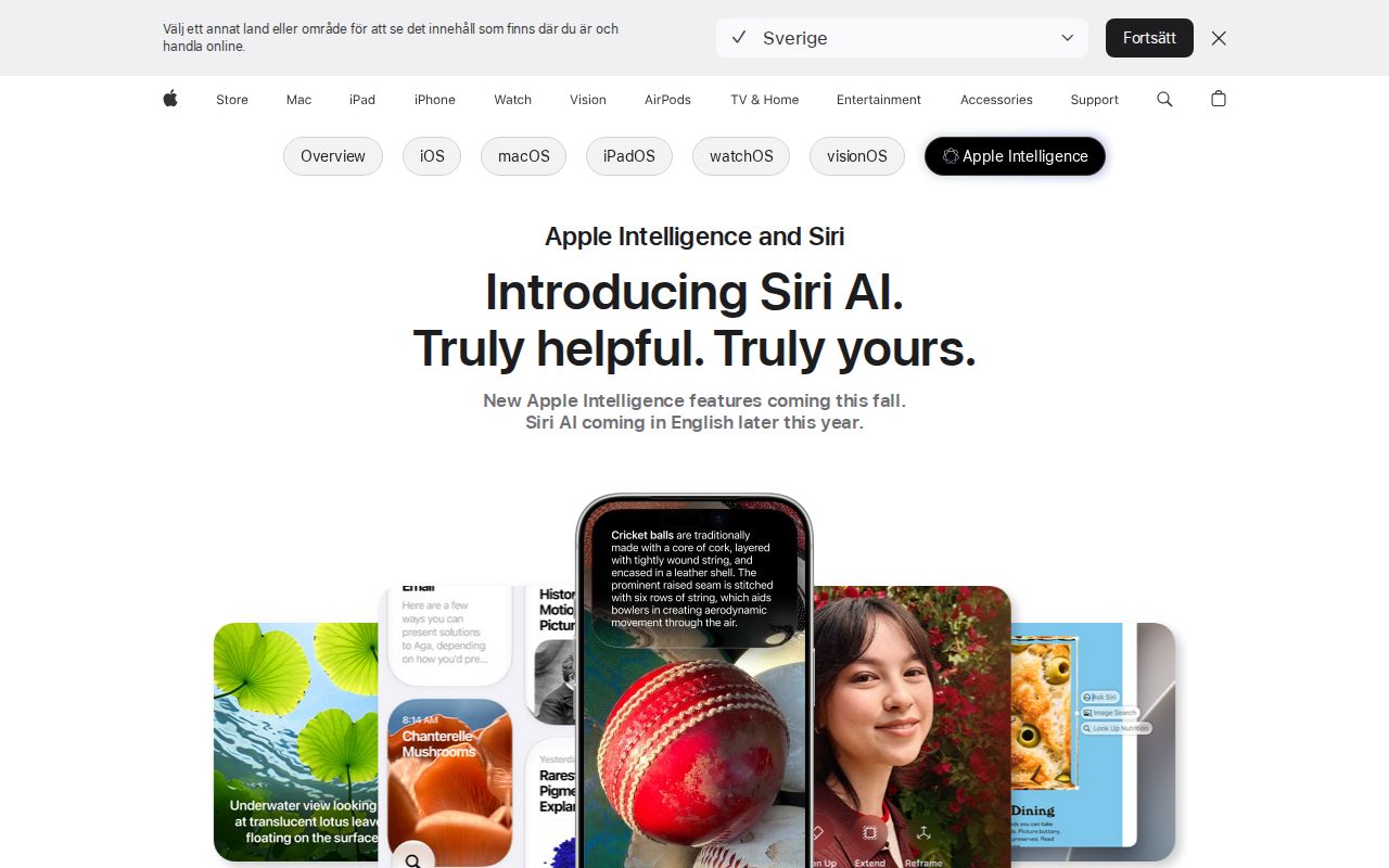 Skärmbild av Siri AI