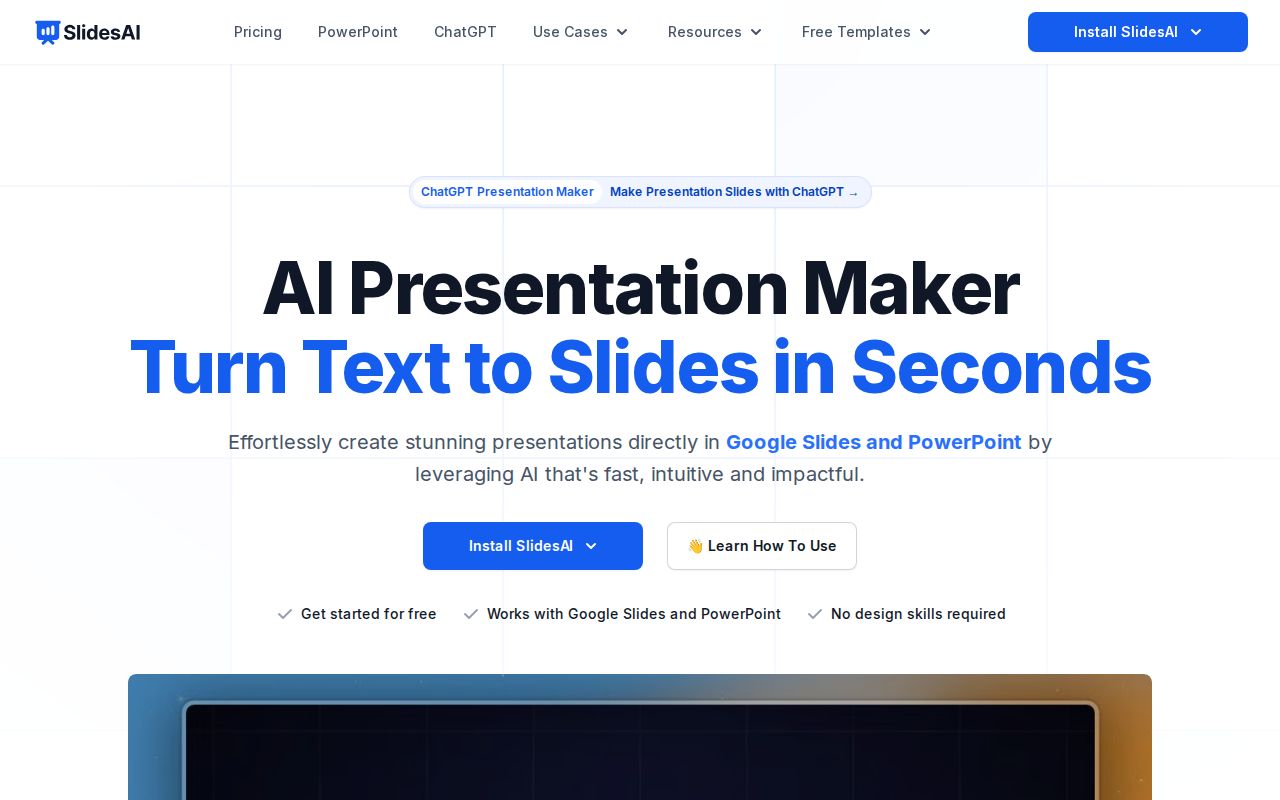 Skärmbild av SlidesAI