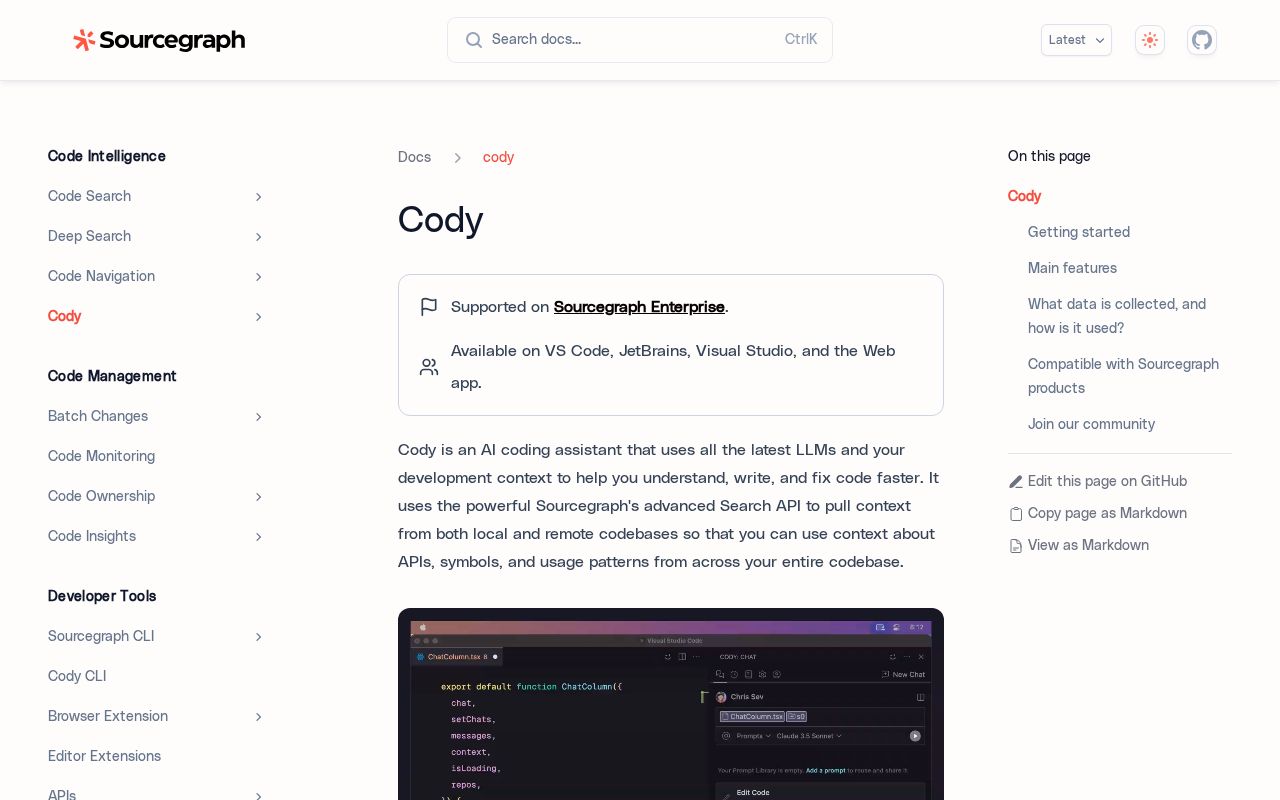 Skärmbild av Sourcegraph Cody