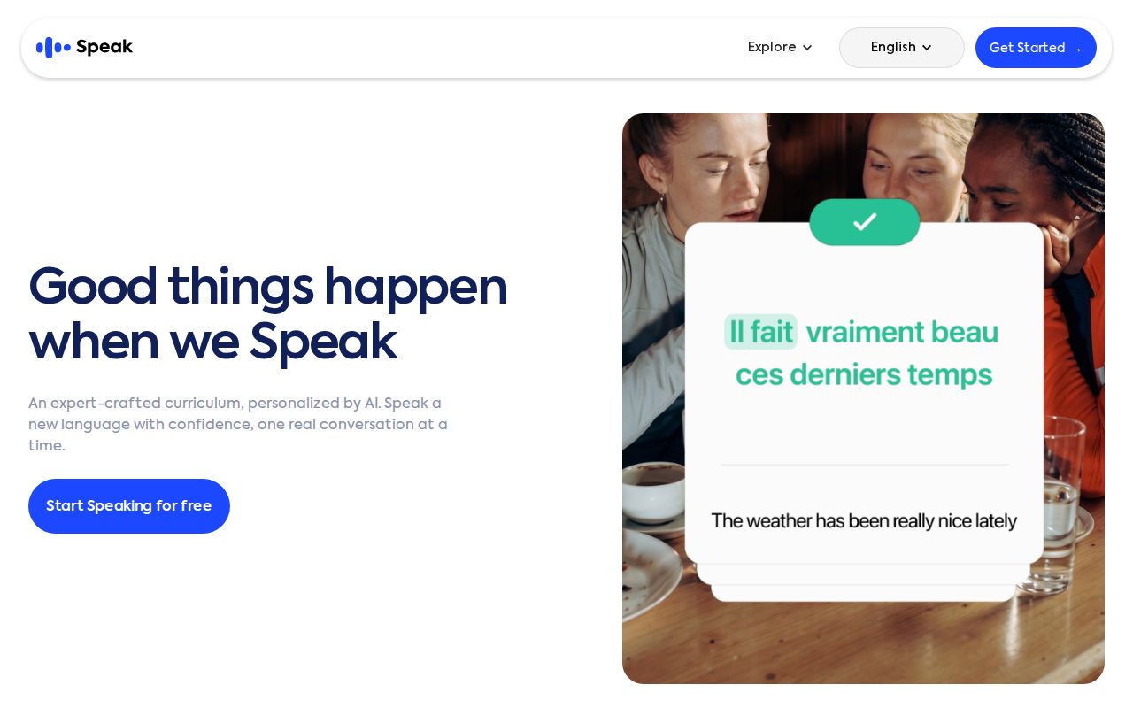 Skärmbild av Speak