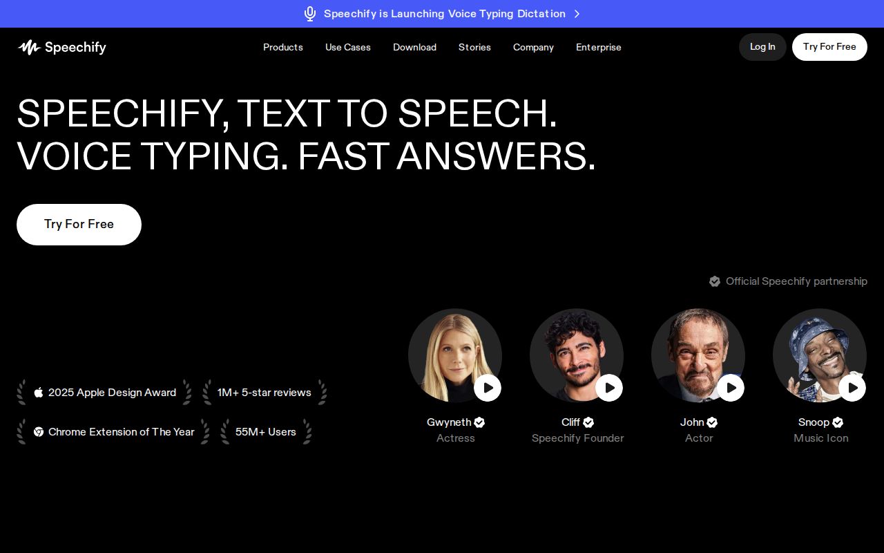 Skärmbild av Speechify