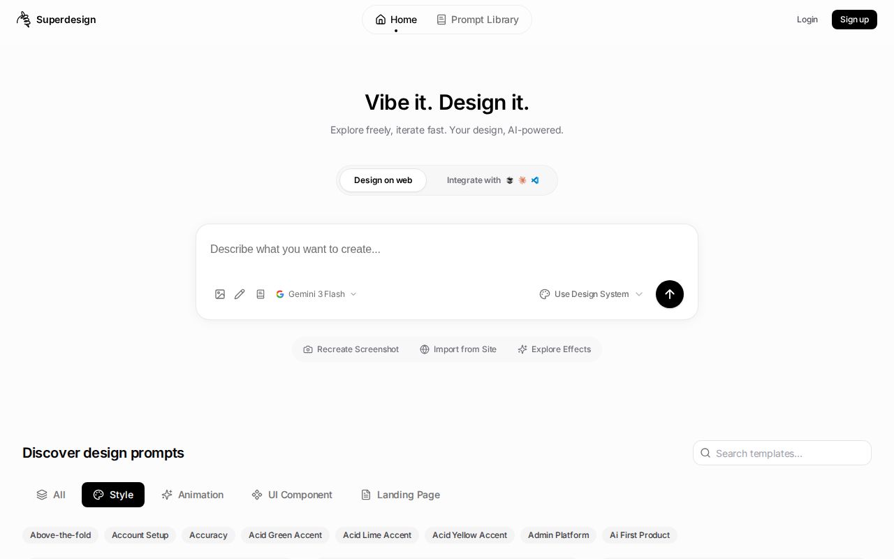 Skärmbild av Superdesign