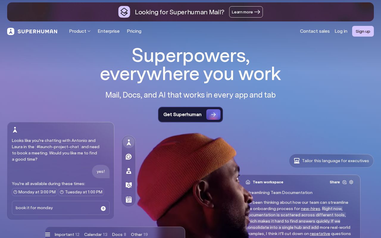 Skärmbild av Superhuman