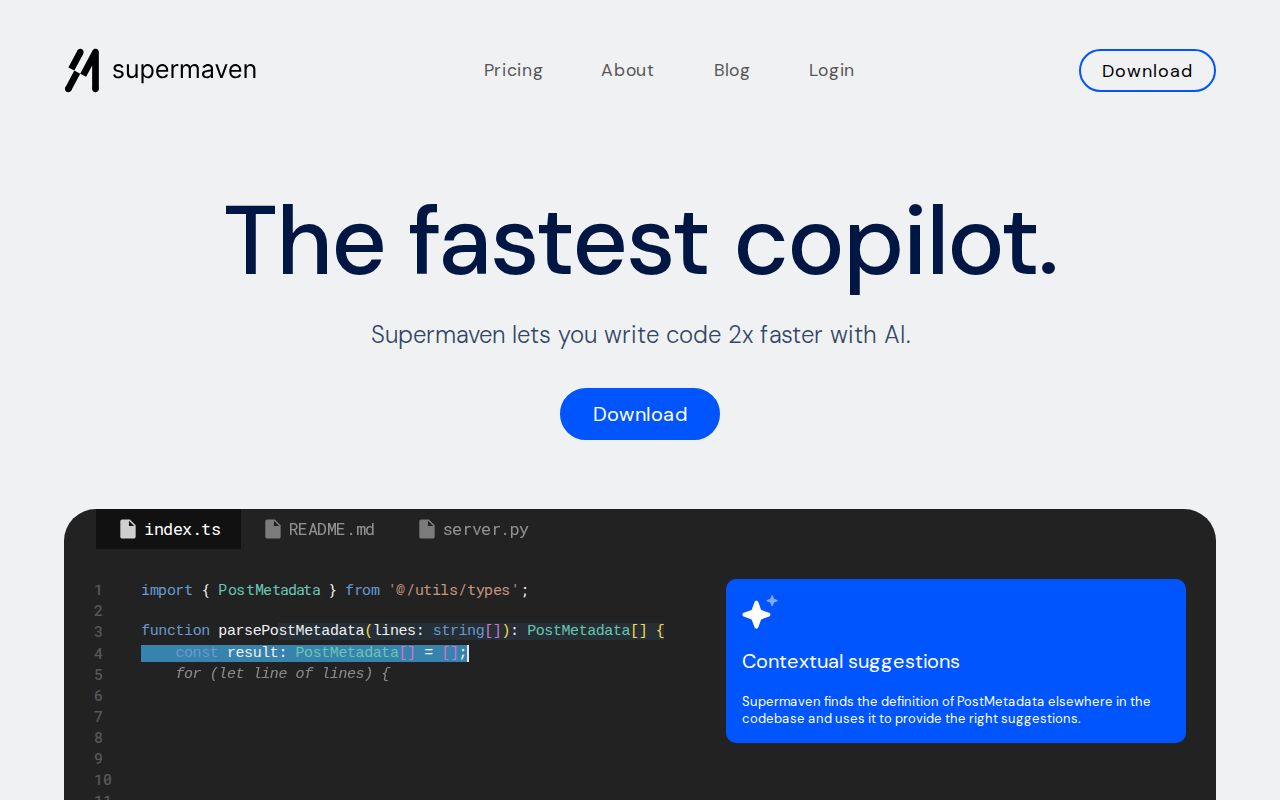 Skärmbild av Supermaven