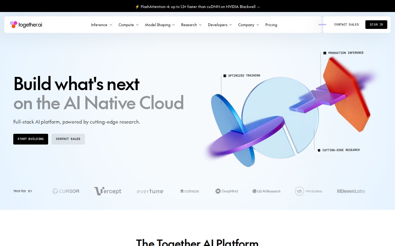 Skärmbild av Together AI