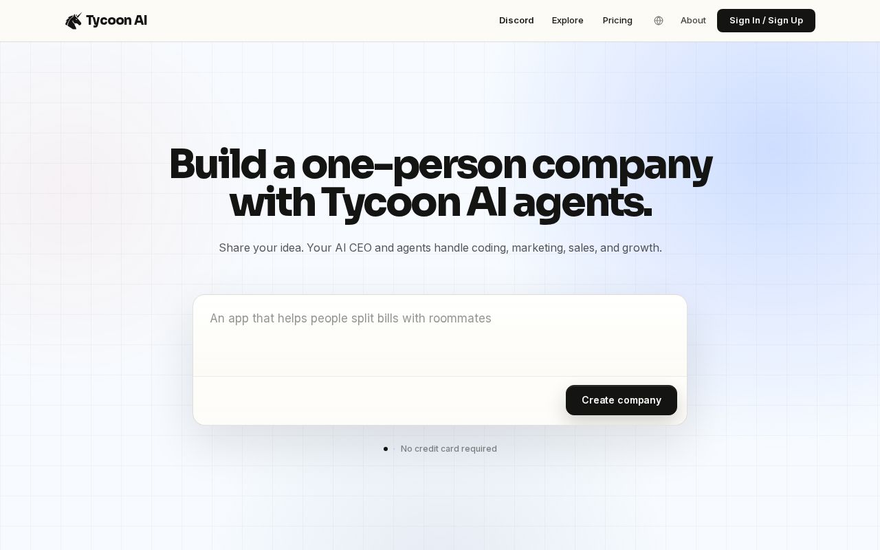 Skärmbild av Tycoon AI