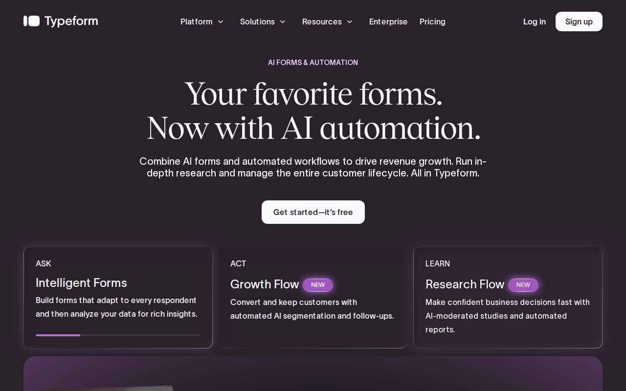 Skärmbild av Typeform