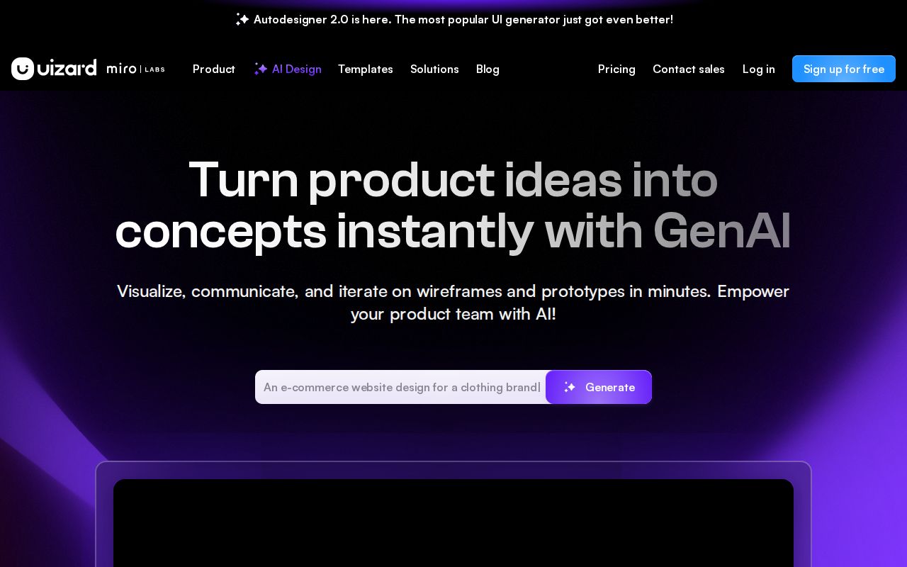 Skärmbild av Uizard