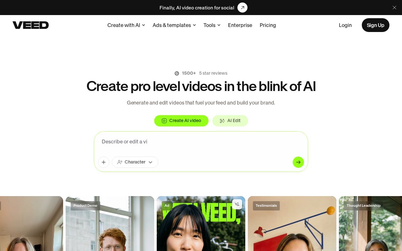 Skärmbild av VEED.IO