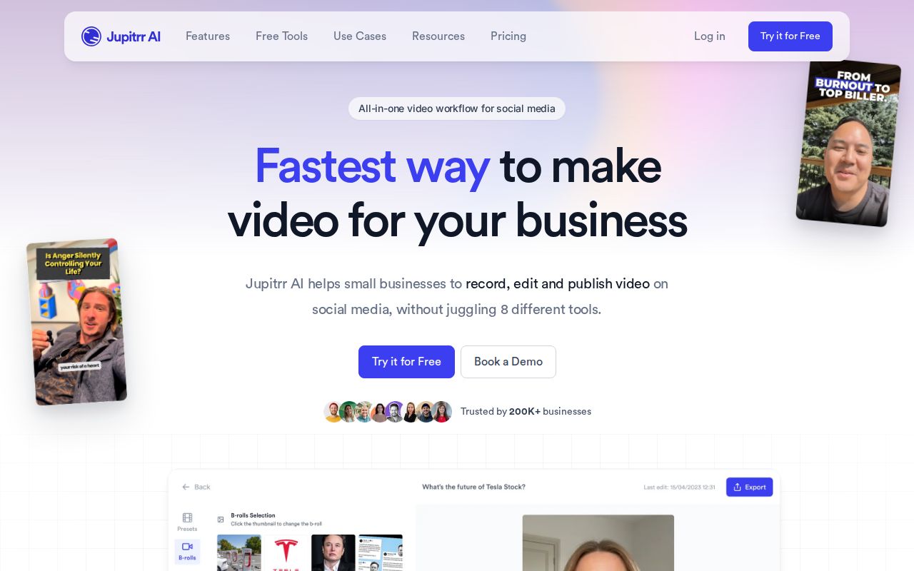 Skärmbild av VideoOS by Jupitrr AI