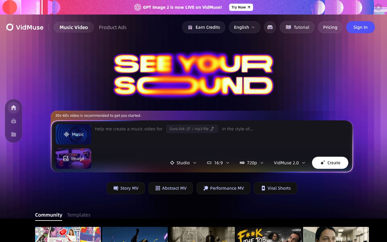 Skärmbild av VidMuse