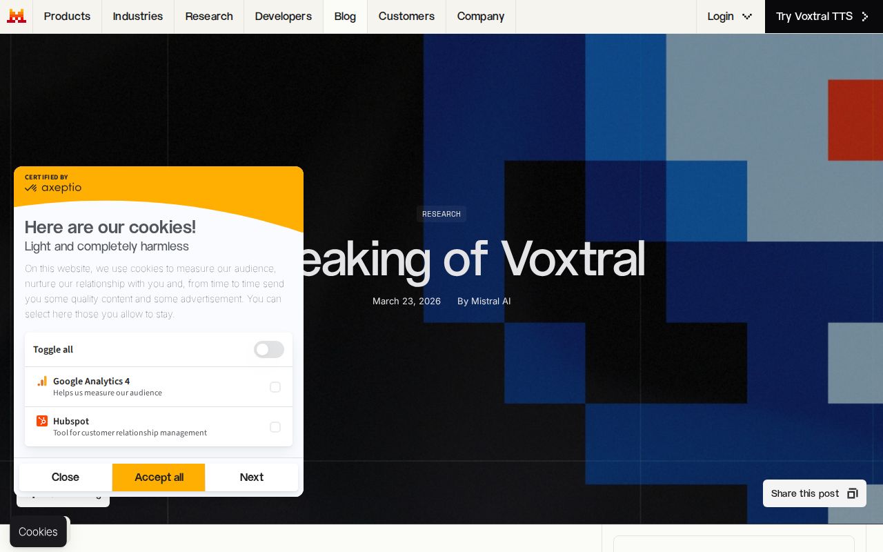Skärmbild av Voxtral TTS