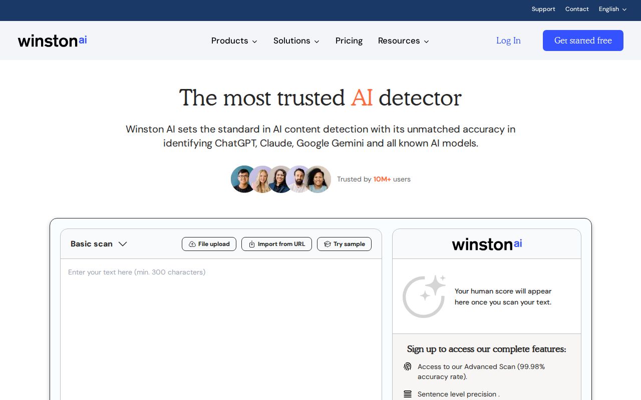 Skärmbild av Winston AI