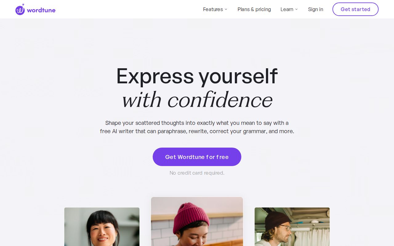 Skärmbild av Wordtune
